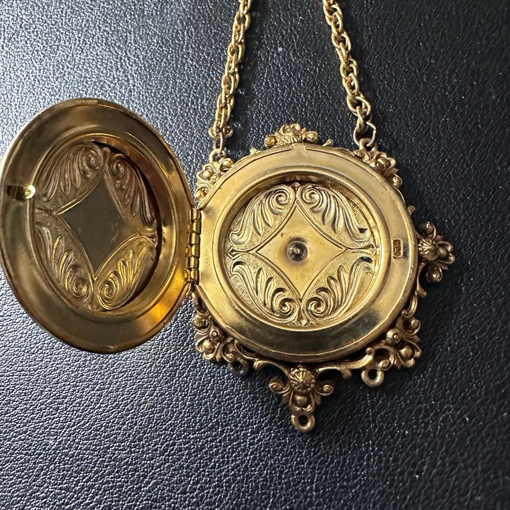 3- FLORENZA Vtge. FILIGREE XL slide LOCKET VICTORIAN REVIVAL SIGNED 24” chain - Picture 7 of 14